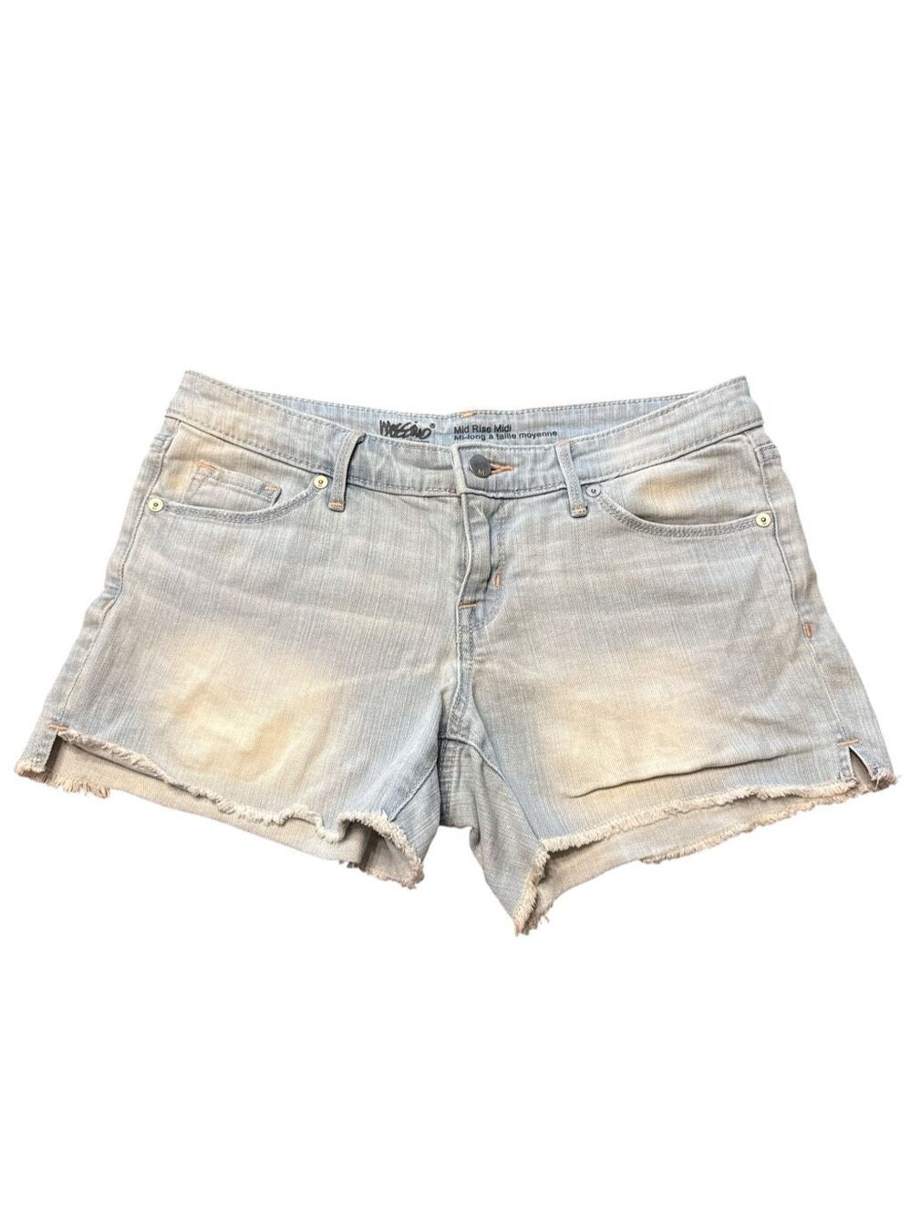 Mossimo Mid Rise Midi Cut-Off Light Wash Denim Shorts size 6